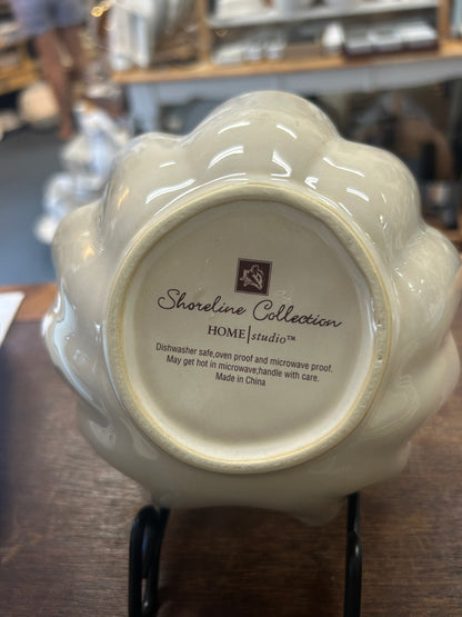 Blue & White Home Studio Seashell Bowl, 12"