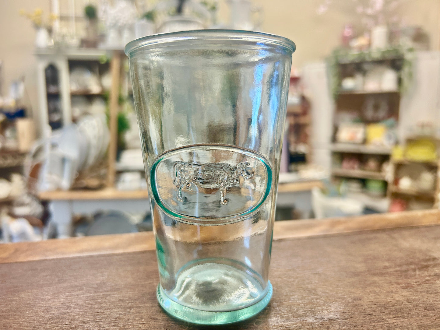 Green Amici Cow Glass Italy, 5"
