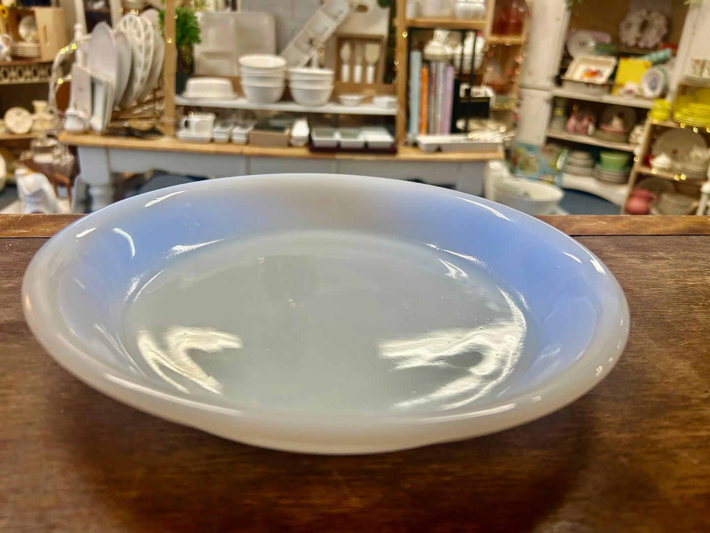 White Fire King Milk Glass Pie Plate, 9"