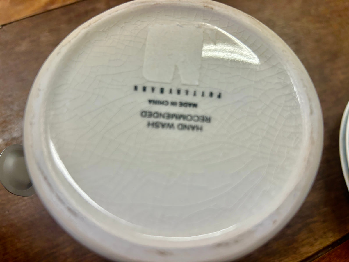 White Pottery Barn RARE Relish Canister, 4 1/2"