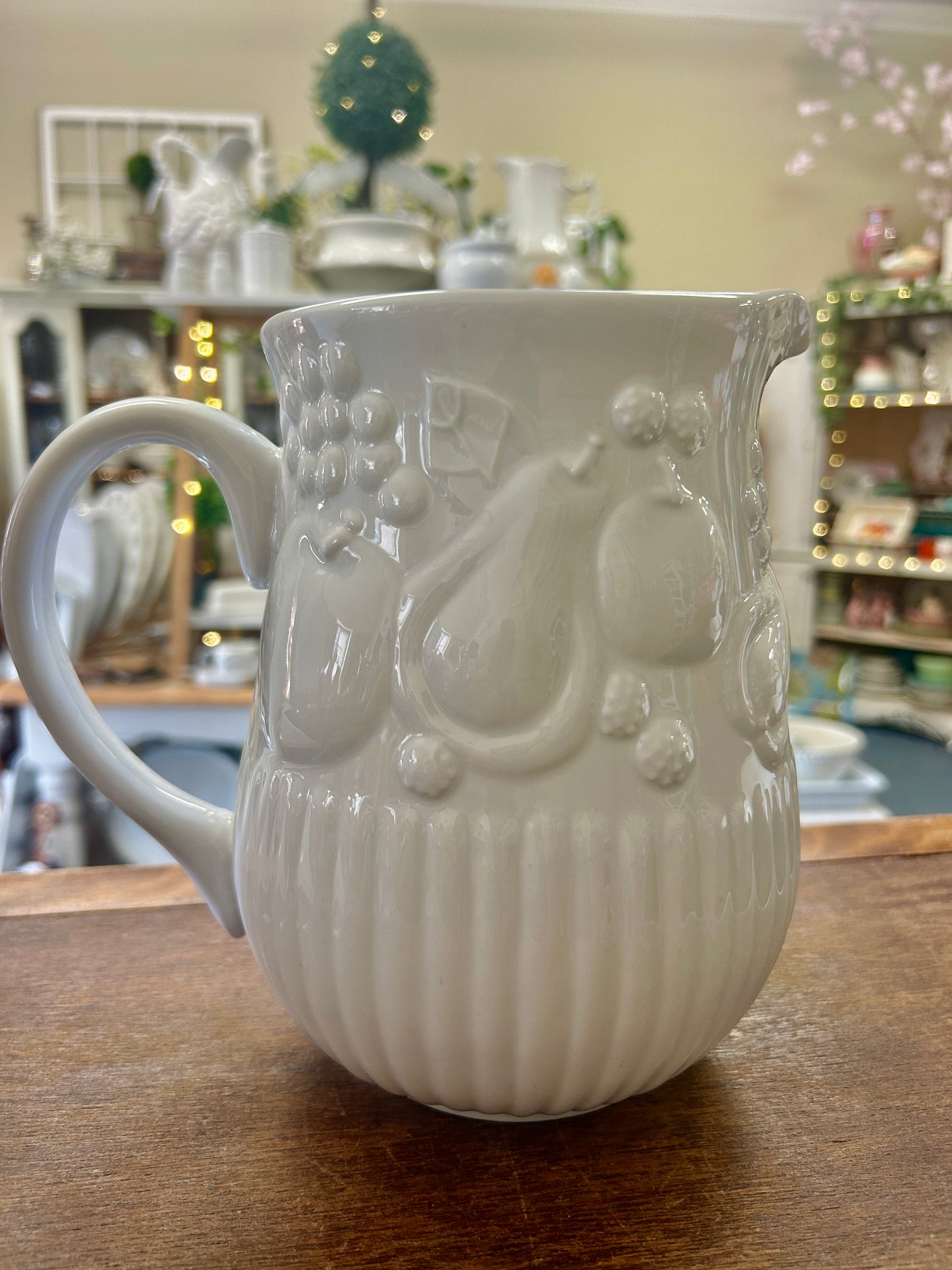 Libbey White Fruit Pitcher, 8"