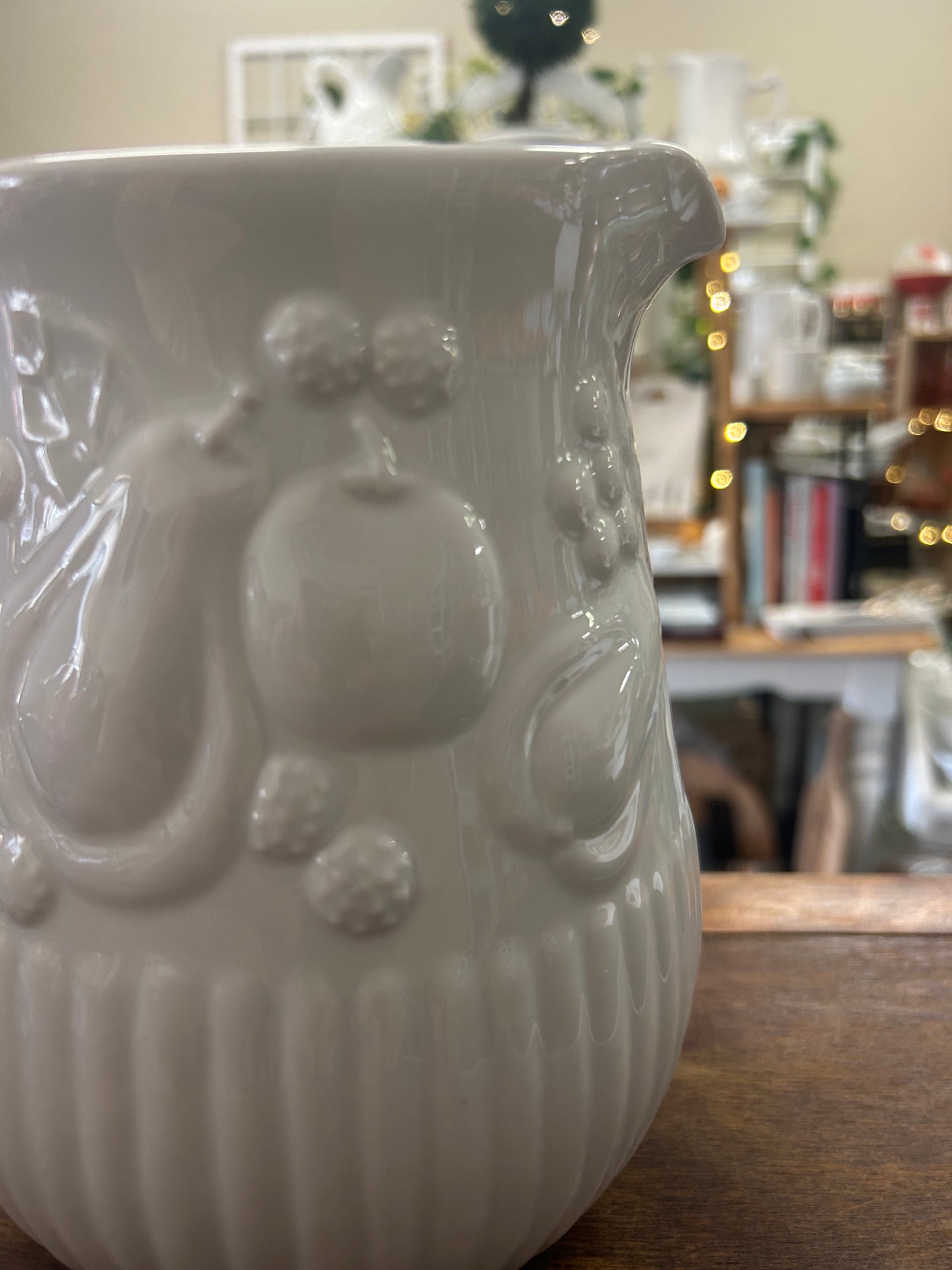 Libbey White Fruit Pitcher, 8"