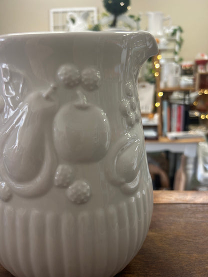 Libbey White Fruit Pitcher, 8"