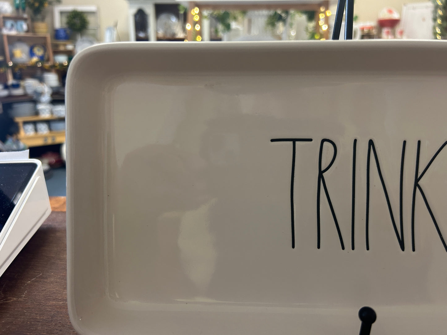 White Rae Dunn TRINKETS Platter/Tray, 15"