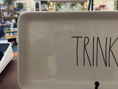 White Rae Dunn TRINKETS Platter/Tray, 15"