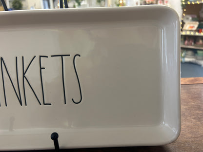 White Rae Dunn TRINKETS Platter/Tray, 15"