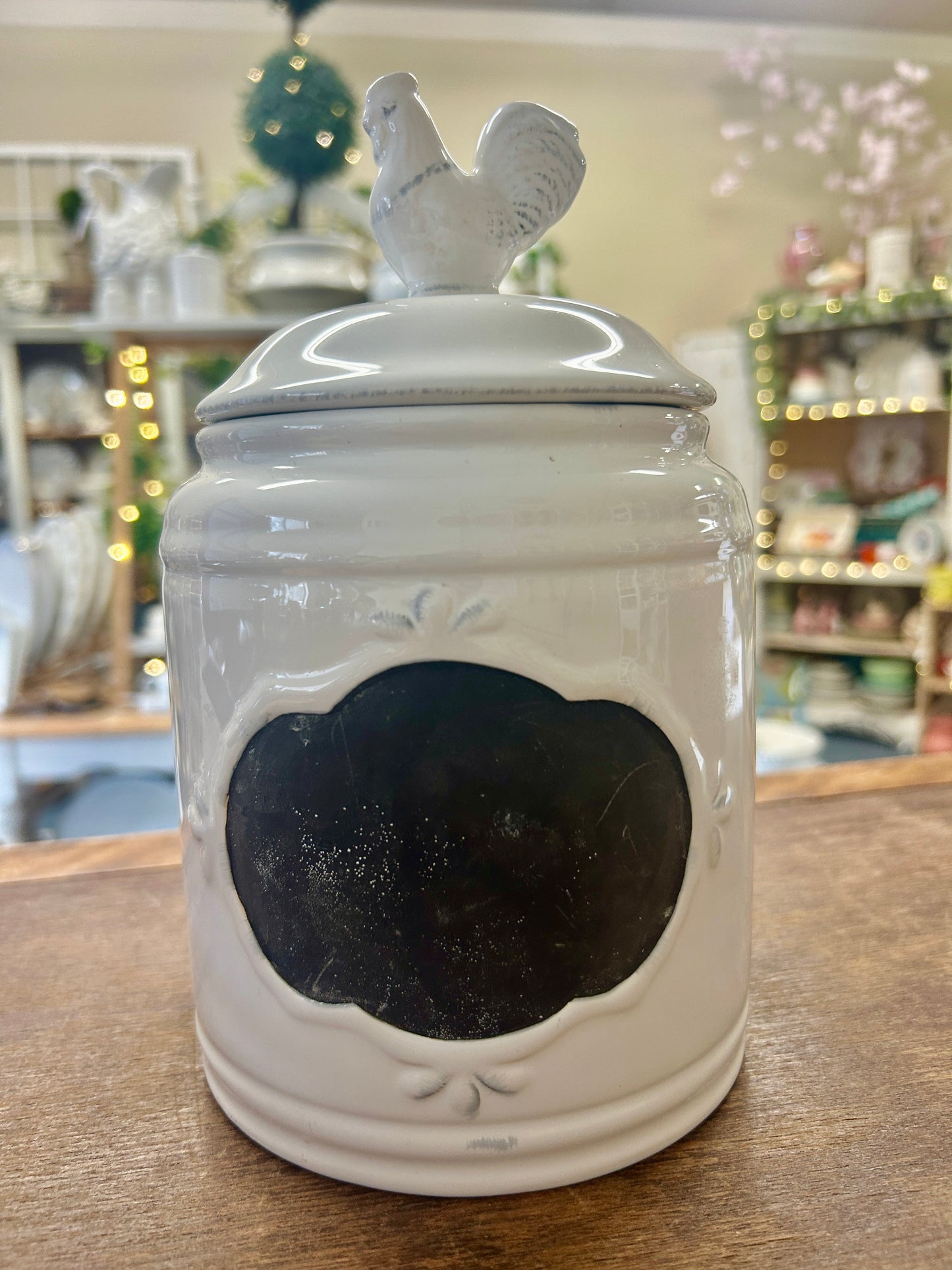 White Canister Rooster Lid