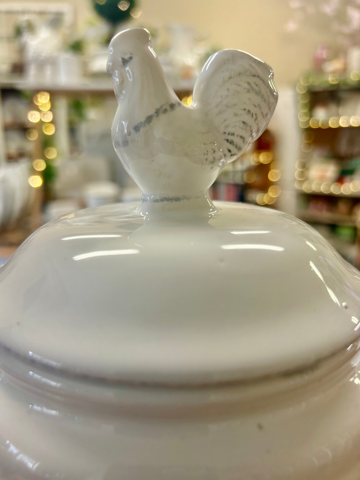 White Canister Rooster Lid