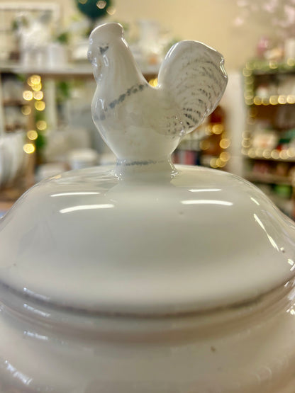 White Canister Rooster Lid