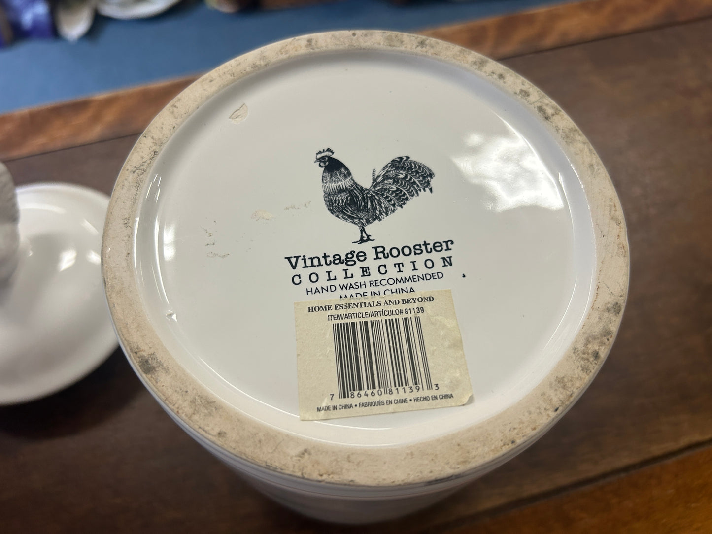 White Canister Rooster Lid