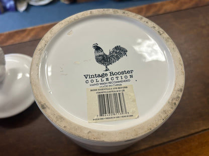 White Canister Rooster Lid