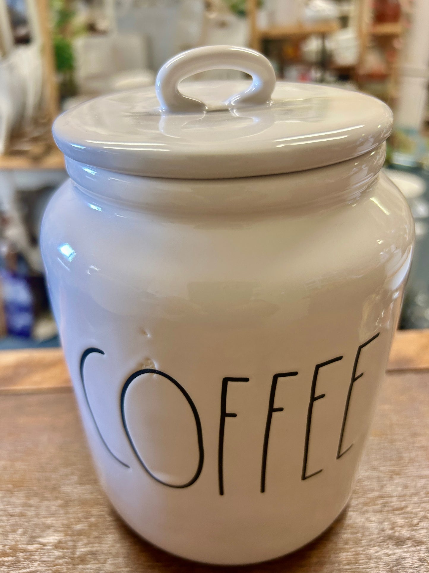 White Rae Dunn COFFEE Canister w/ Lid, 7 1/4"
