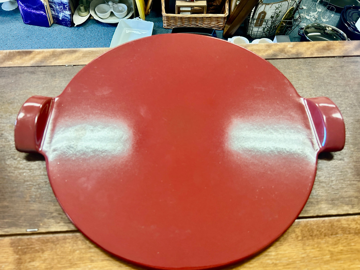Emile Henry Red Round Stone France, 16 3/4"