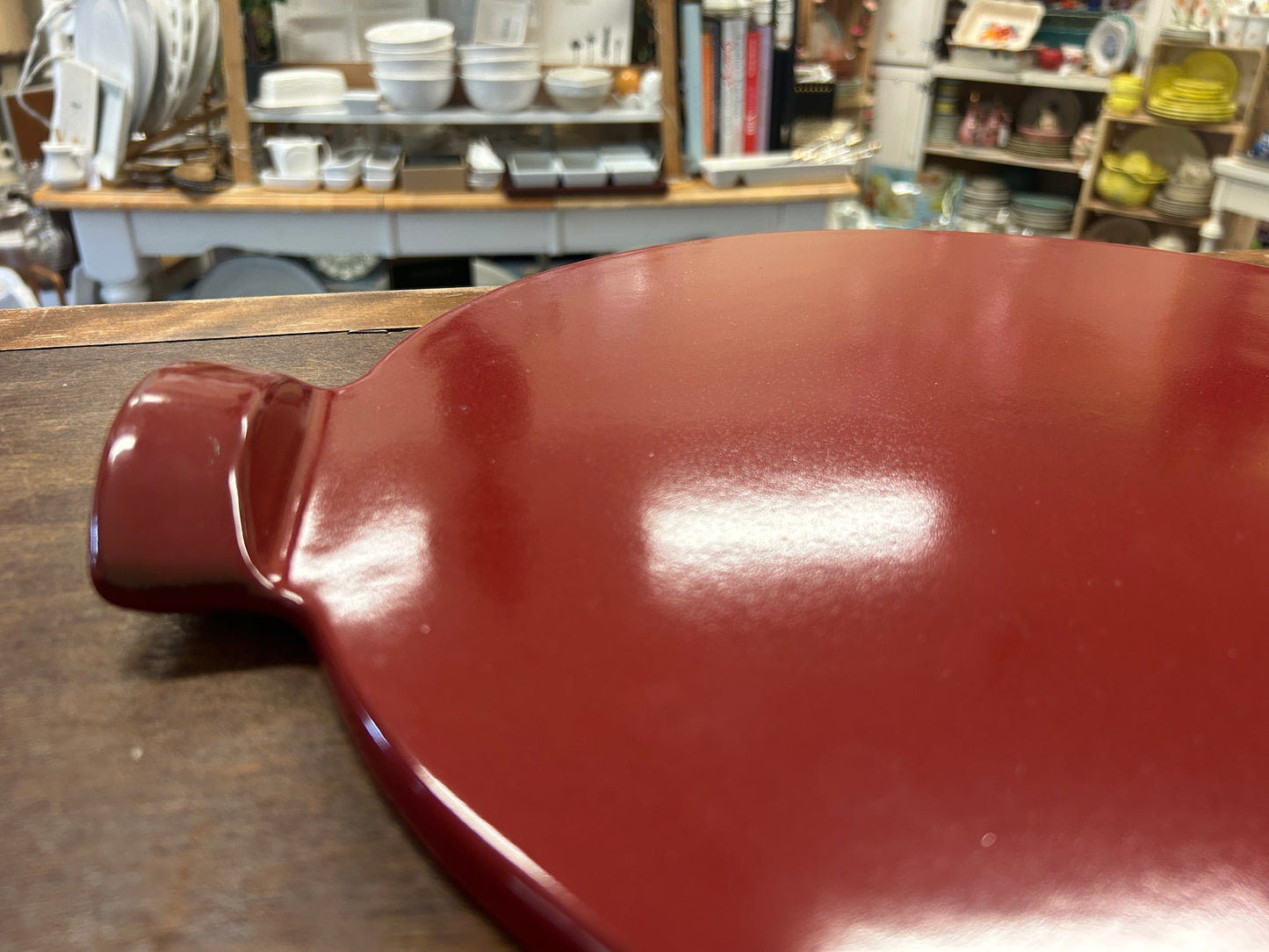 Emile Henry Red Round Stone France, 16 3/4"