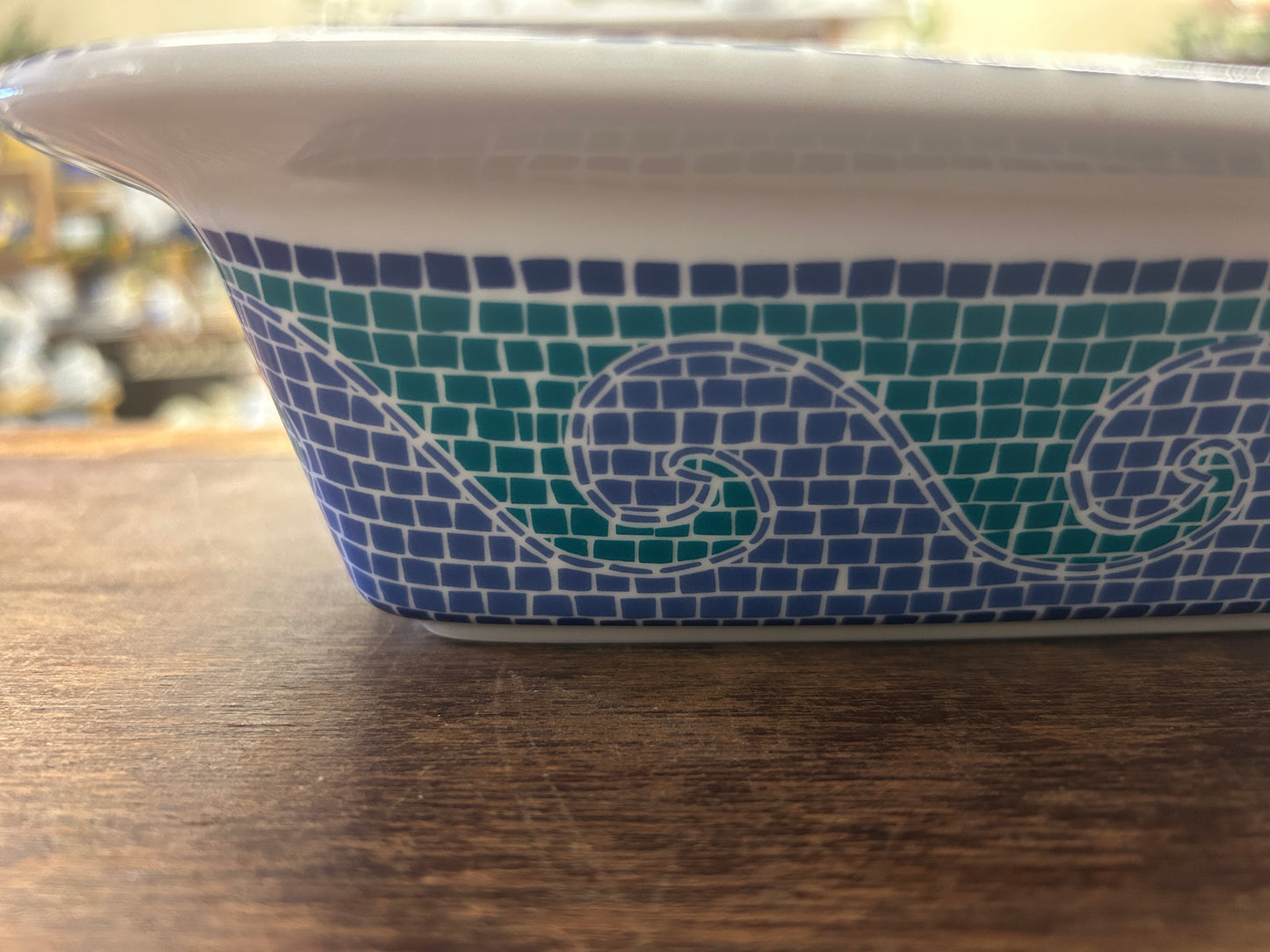 Blue & Green Dansk Mosaic Waves Rectangle, 11"