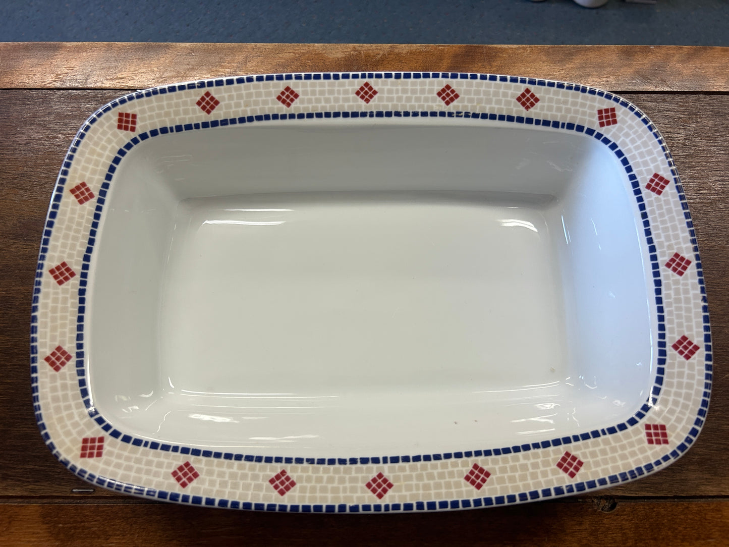 Blue & Green Dansk Mosaic Waves Rectangle, 11"