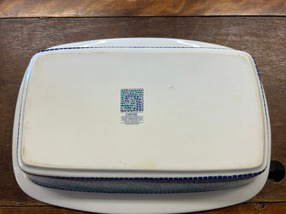 Blue & Green Dansk Mosaic Waves Rectangle, 11"