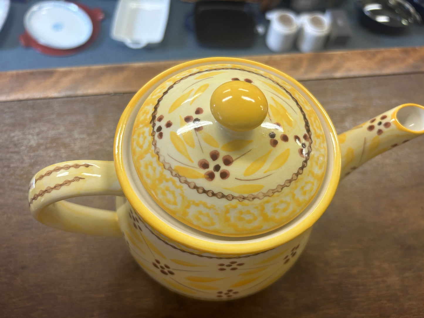 Yellow Temptations Old World Tea Pot, 7"