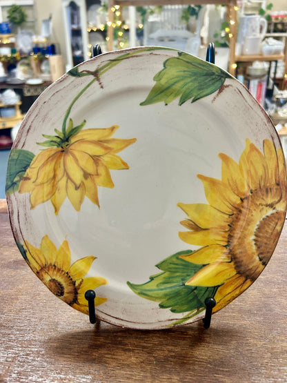 Yellow & Green Sur la Table Sunflower Plate Italy, 8 1/2"