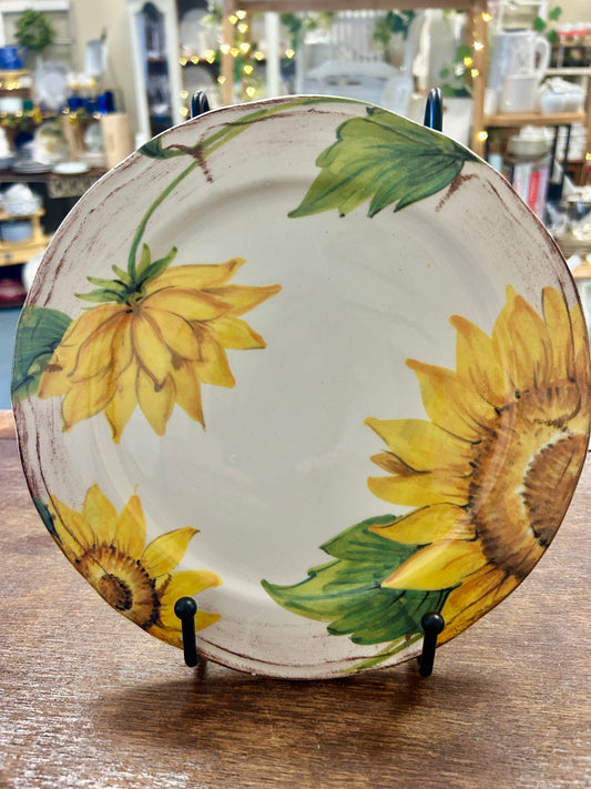 Yellow & Green Sur la Table Sunflower Plate Italy, 8 1/2"