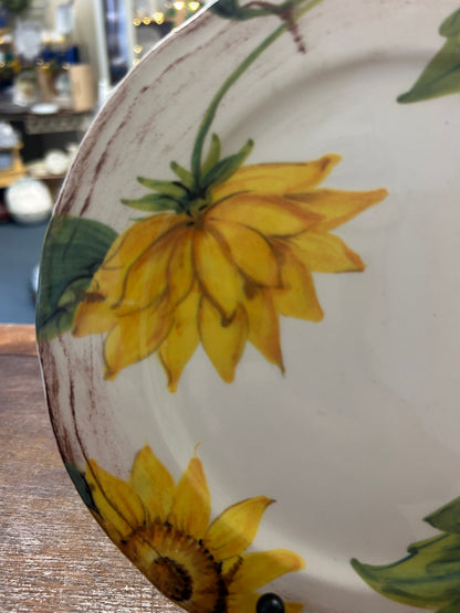 Yellow & Green Sur la Table Sunflower Plate Italy, 8 1/2"