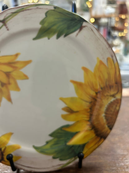 Yellow & Green Sur la Table Sunflower Plate Italy, 8 1/2"