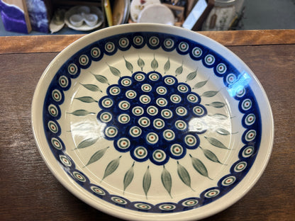 Blue & Green Boleslawiec Polish Pottery Pie Plate, 9 3/4"