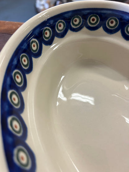 Blue & Green Boleslawiec Polish Pottery Heart Bowl, 8 1/2"