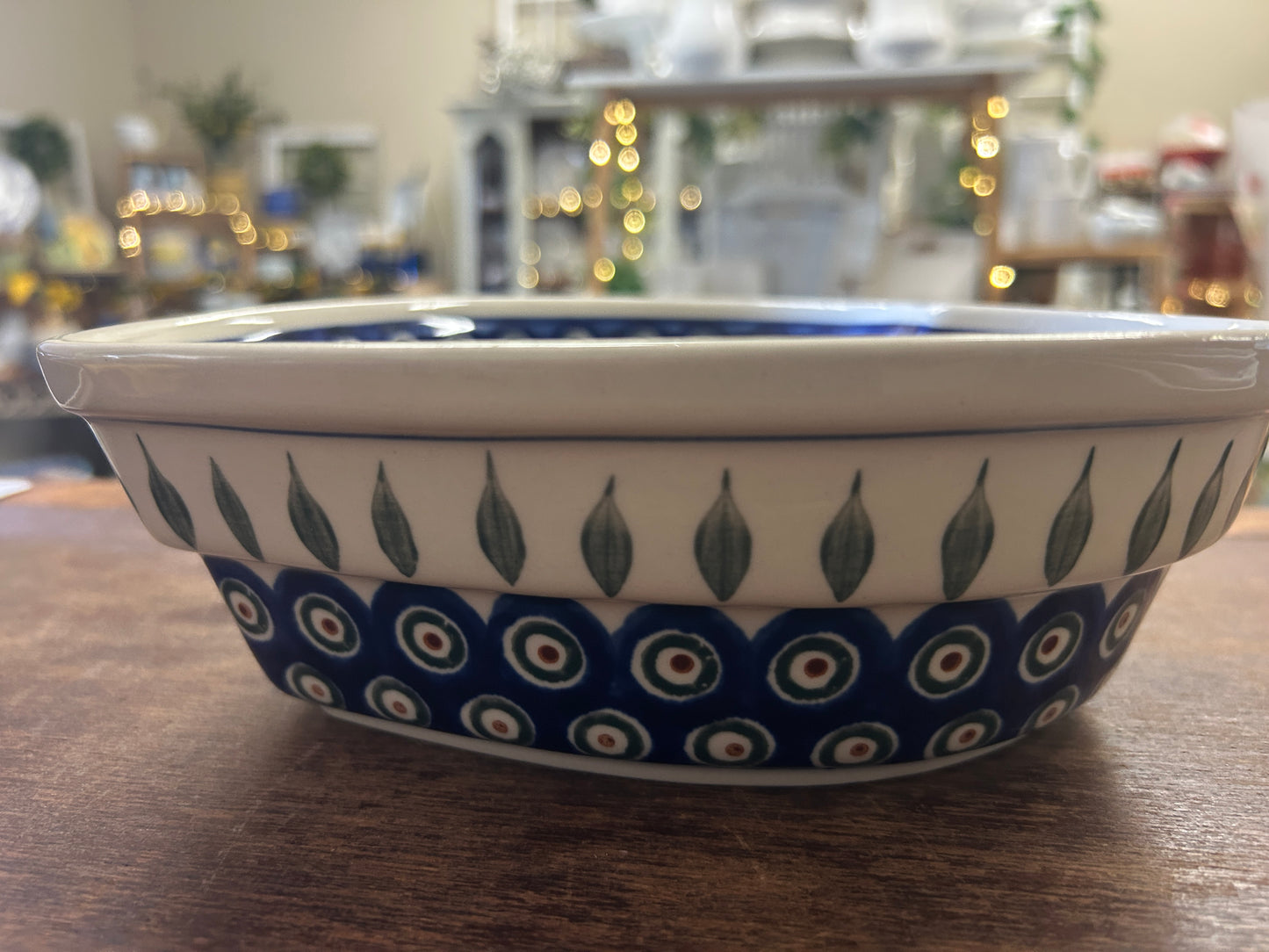Blue & Green Boleslawiec Polish Pottery Heart Bowl, 8 1/2"