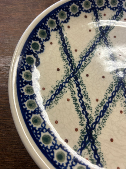 Blue & Green Boleslawiec Polish Pottery Lattice Plate, 7 3/4"