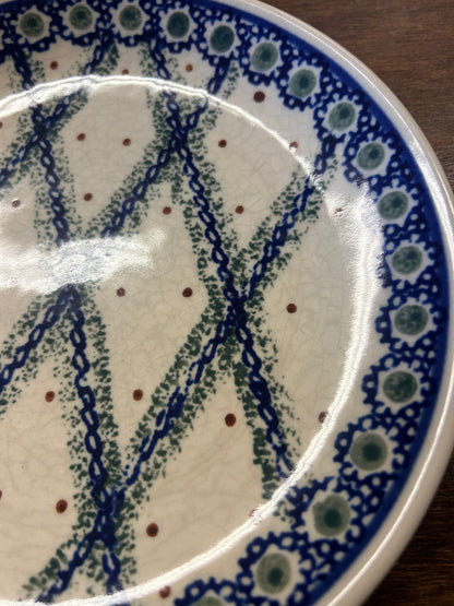 Blue & Green Boleslawiec Polish Pottery Lattice Plate, 7 3/4"