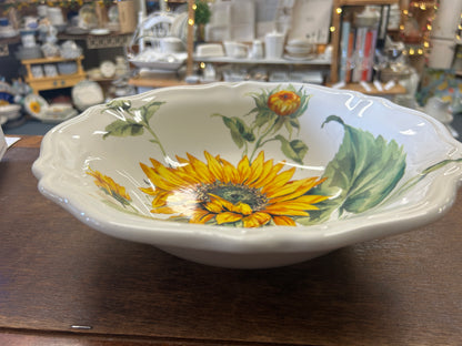 Yellow & Green Certified International Sunflower Bowl Italy, 11 1/2"