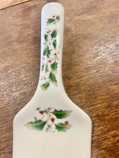 Red Green White Fine China Holly Berries Server, 10"