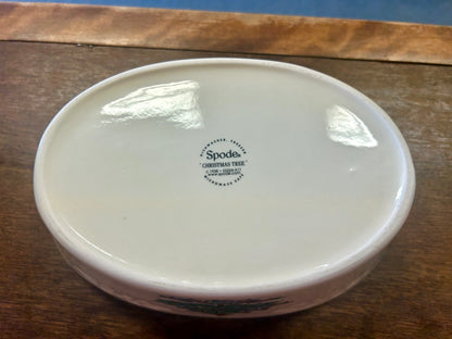 Red Green White Spode Christmas Oval Bowl, 9"