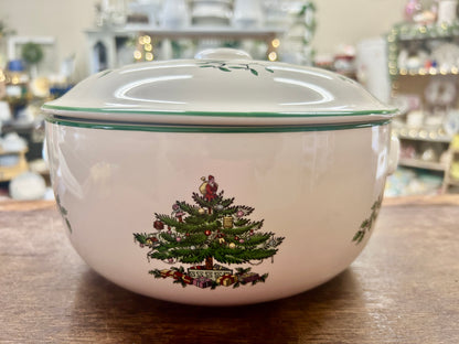Red Green White Spode Christmas Tree Casserole, 3 QT