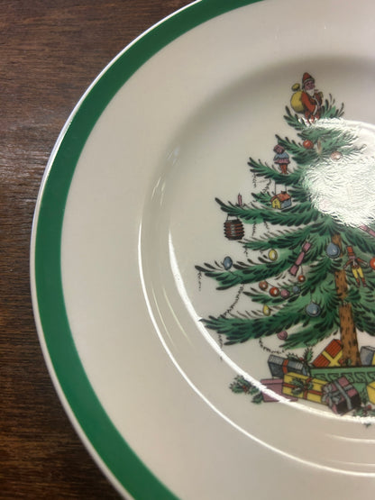 Red Green White Spode Christmas Tree Plate England, 6 1/2"