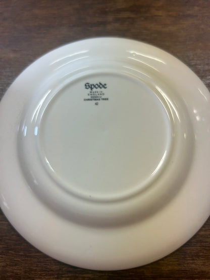 Red Green White Spode Christmas Tree Plate England, 6 1/2"