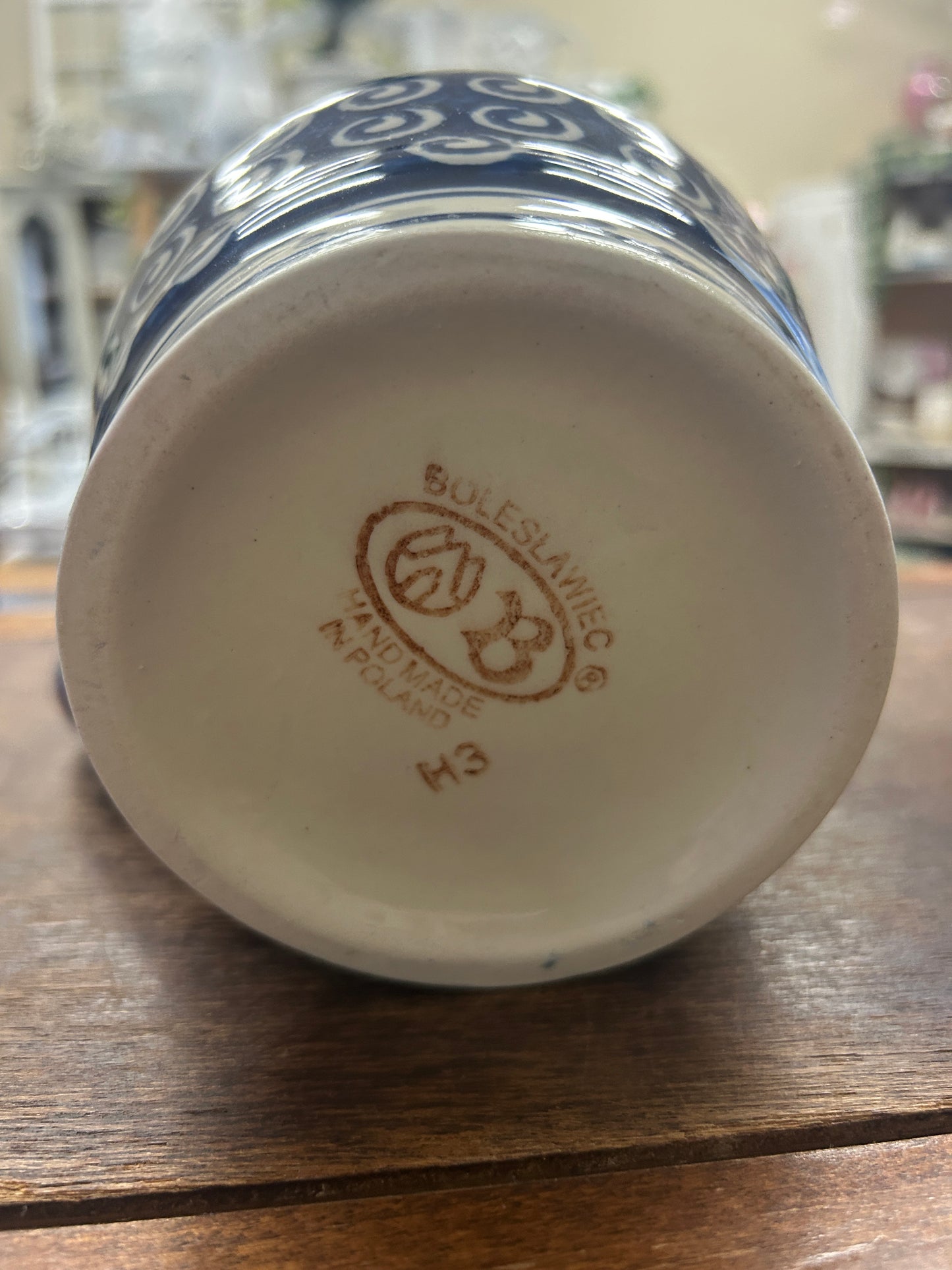 Blue & White Boleslawiec Polish Pottery Pitcher, 7"