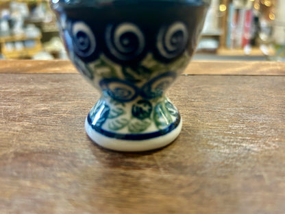 Blue & Green Boleslawiec Polish Pottery Egg Cup, 2 1/4"