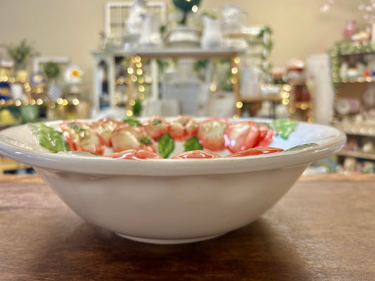 Red Green White Bassano Tomato Bowl Italy, 12 1/2"