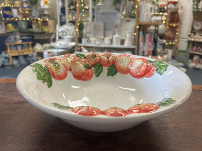 Red Green White Bassano Tomato Bowl Italy, 12 1/2"