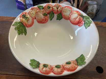 Red Green White Bassano Tomato Bowl Italy, 12 1/2"