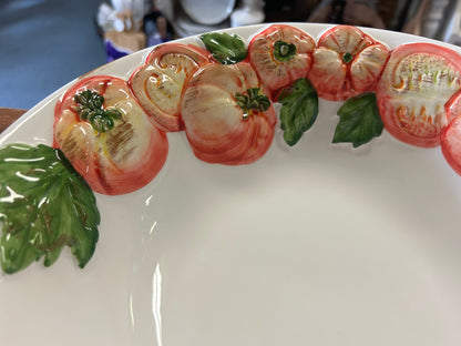 Red Green White Bassano Tomato Bowl Italy, 12 1/2"