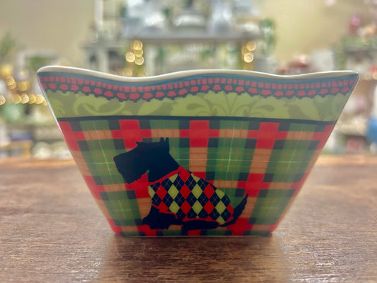 Red Green White 222 Fifth Scottie Christmas Bowl, 4"