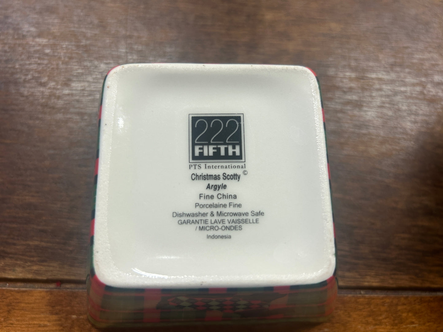 Red Green White 222 Fifth Scottie Christmas Bowl, 4"