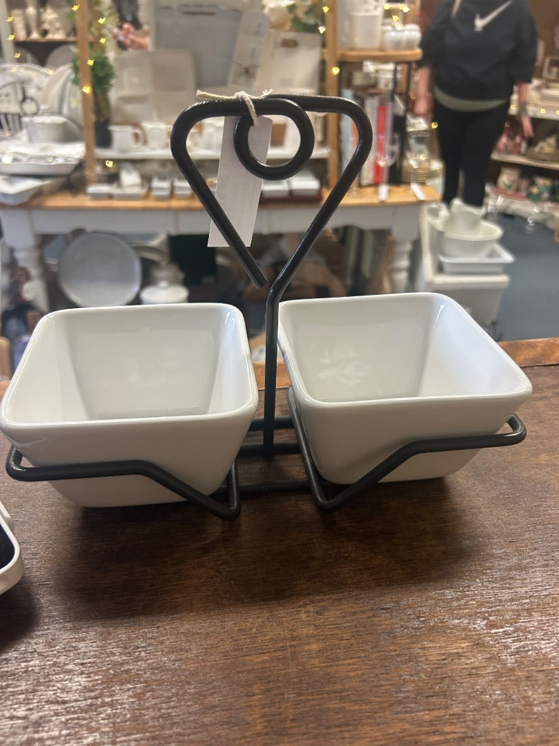 White Pampered Chef Square Bowls & Caddy, 10"