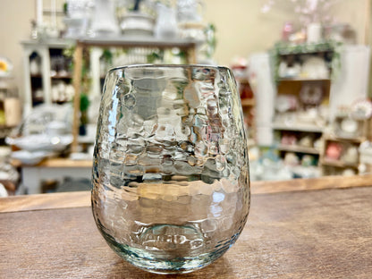 Clear  Hammered Stemless Glass, 4 1/4"