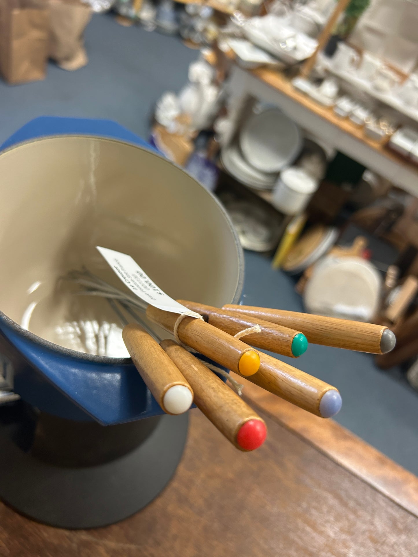 Le Creuset Blue Fondue Set France, 7 1/4"