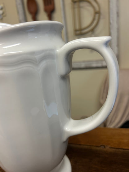 White Pillivuyt Queen Anne Pitcher France, 10"