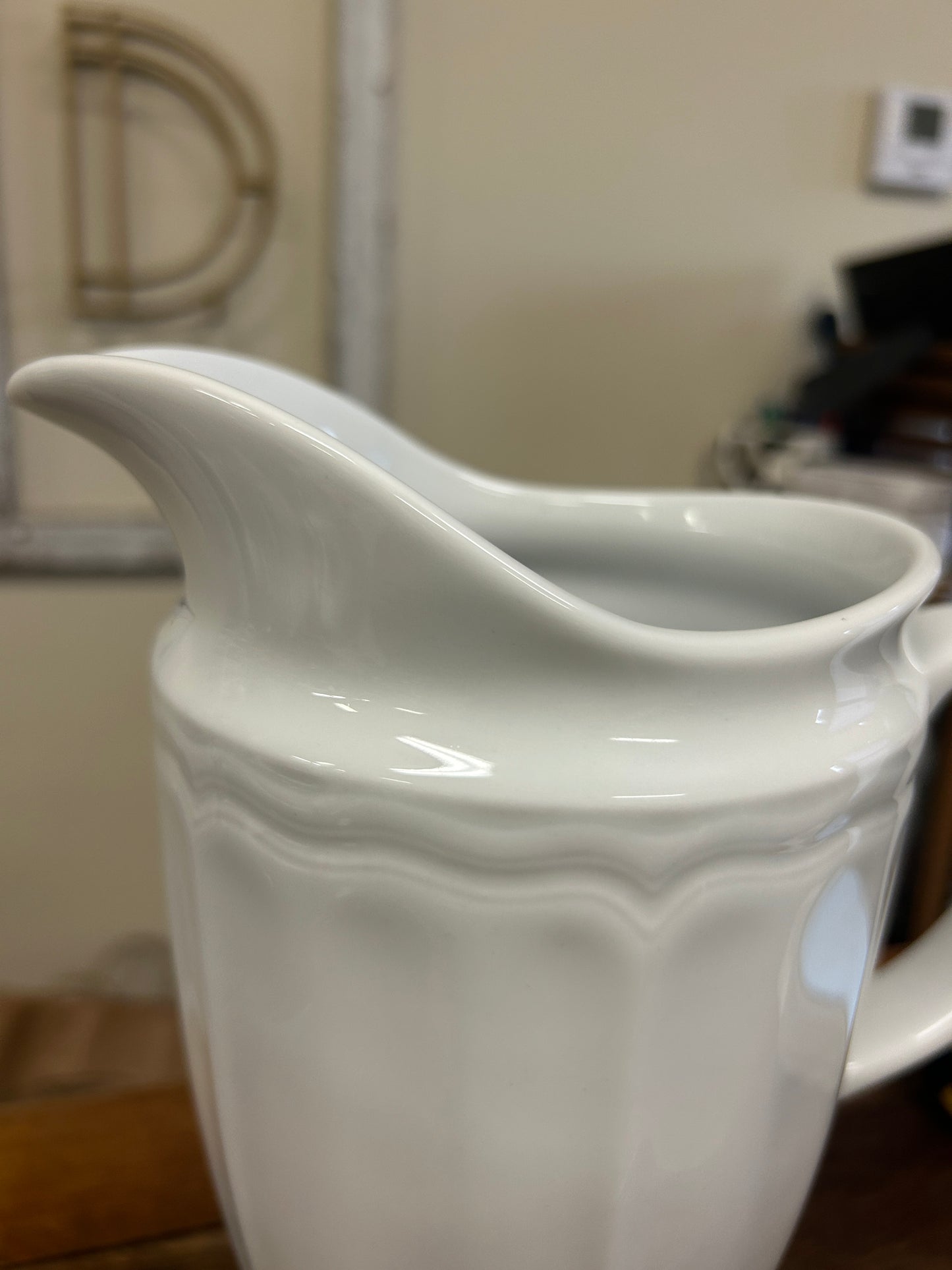 White Pillivuyt Queen Anne Pitcher France, 10"